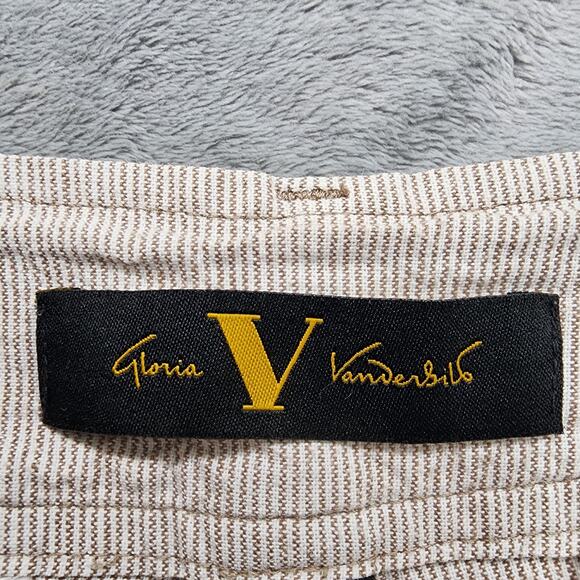Gloria Vanderbilt Pants Womens 10 Tan White Striped Double Button Capri Cuffed - Picture 5 of 13